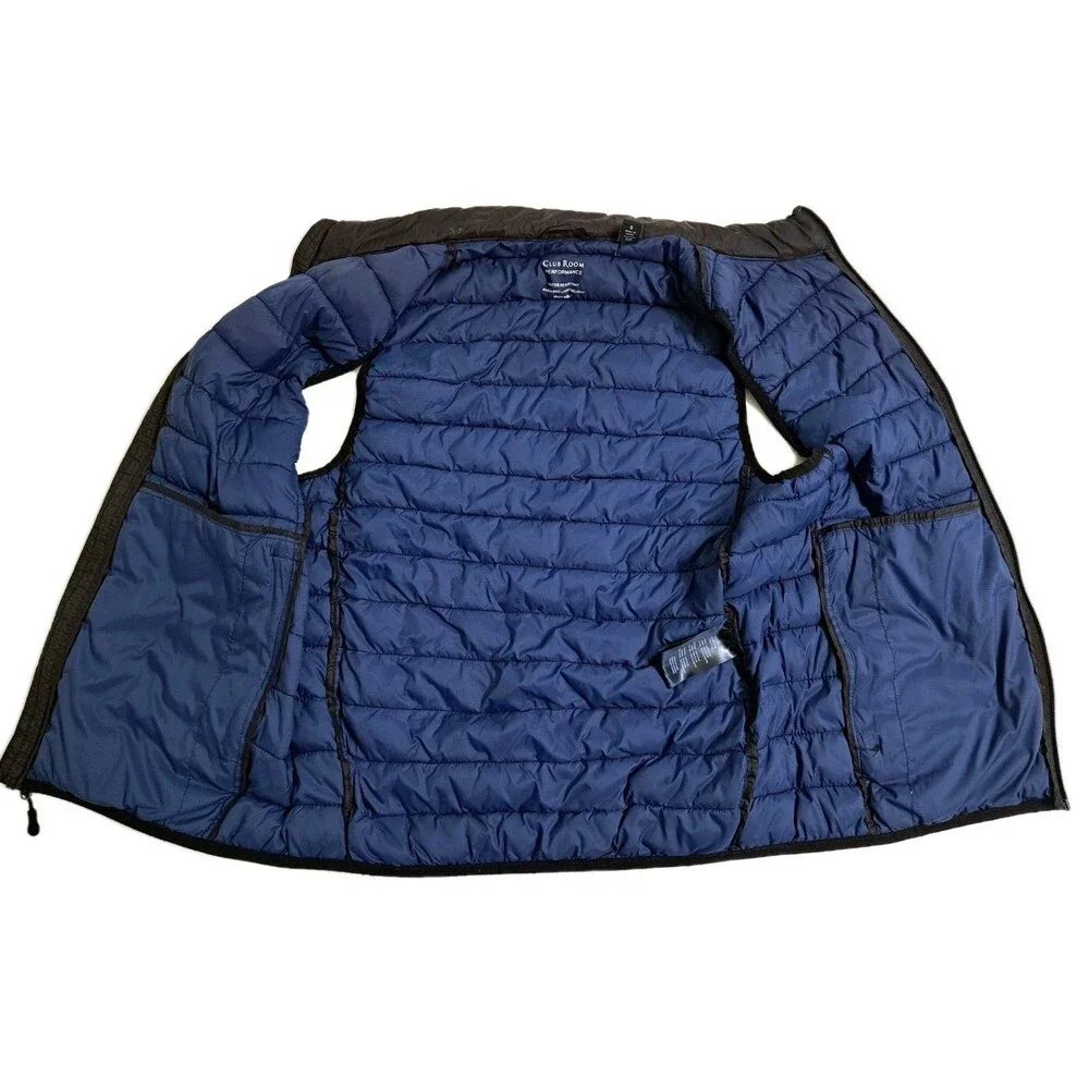 Club Room Vest Men’s Small Puffer Packable Water Resistant Full Zip Jacket Black